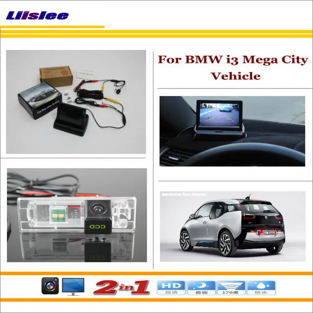 Liislee For BMW i3 Mega City Vehicle Car Reverse Backup Rear Camera + 4