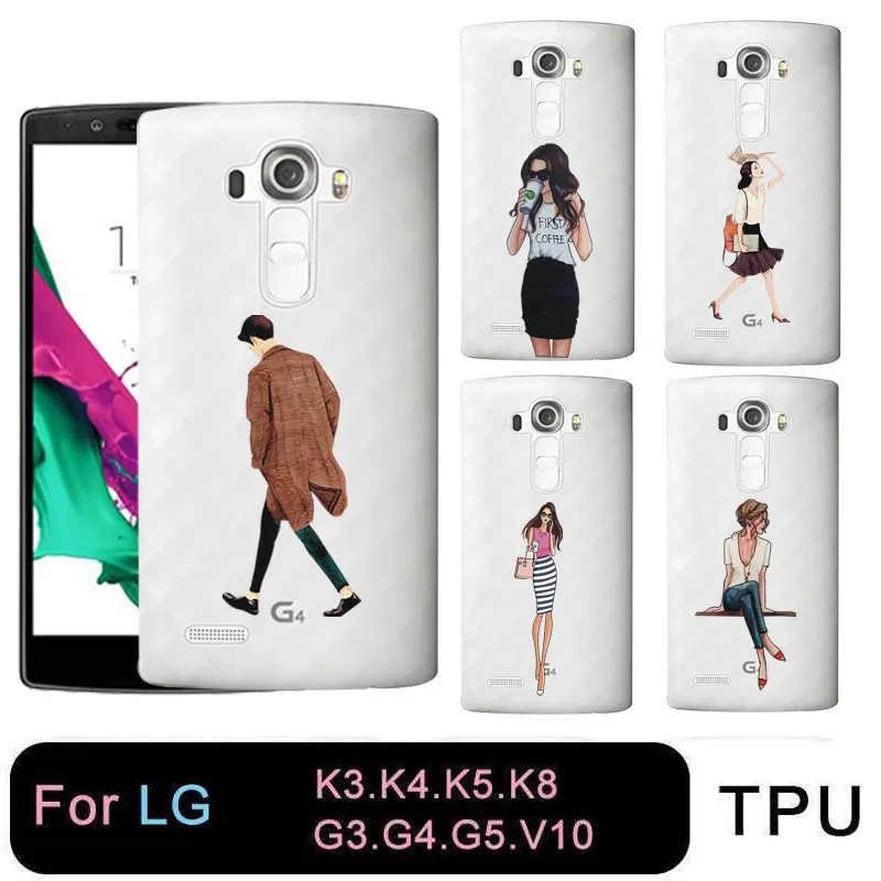 Qmswei ТПУ прозрачный телефон чехол для LG K3 K4 K5 K8 мягкий печатных милый девочек и