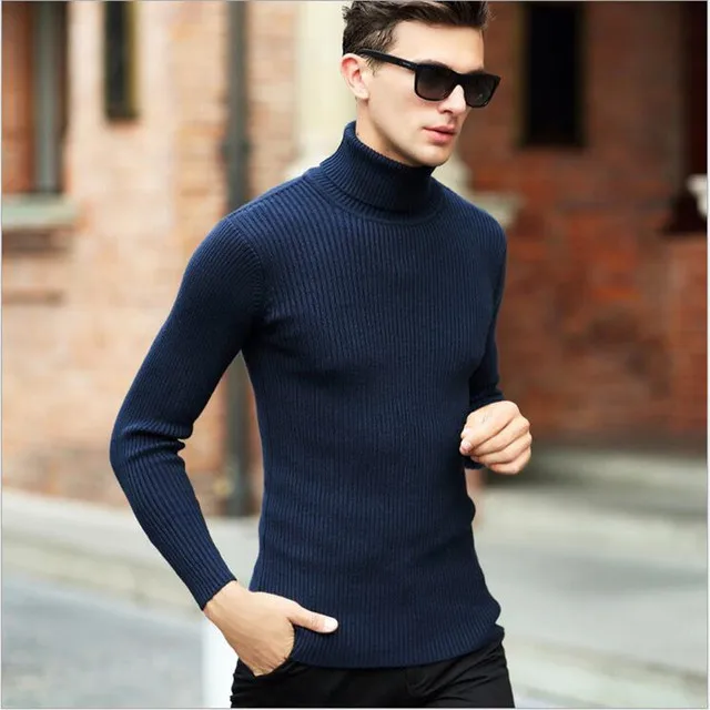 

ICPANS Thick Warm Turtleneck Men Pullovers Winter Christmas Sweater Men High Neck Solid Wool Pull Homme Soft Cashmere Sweaters