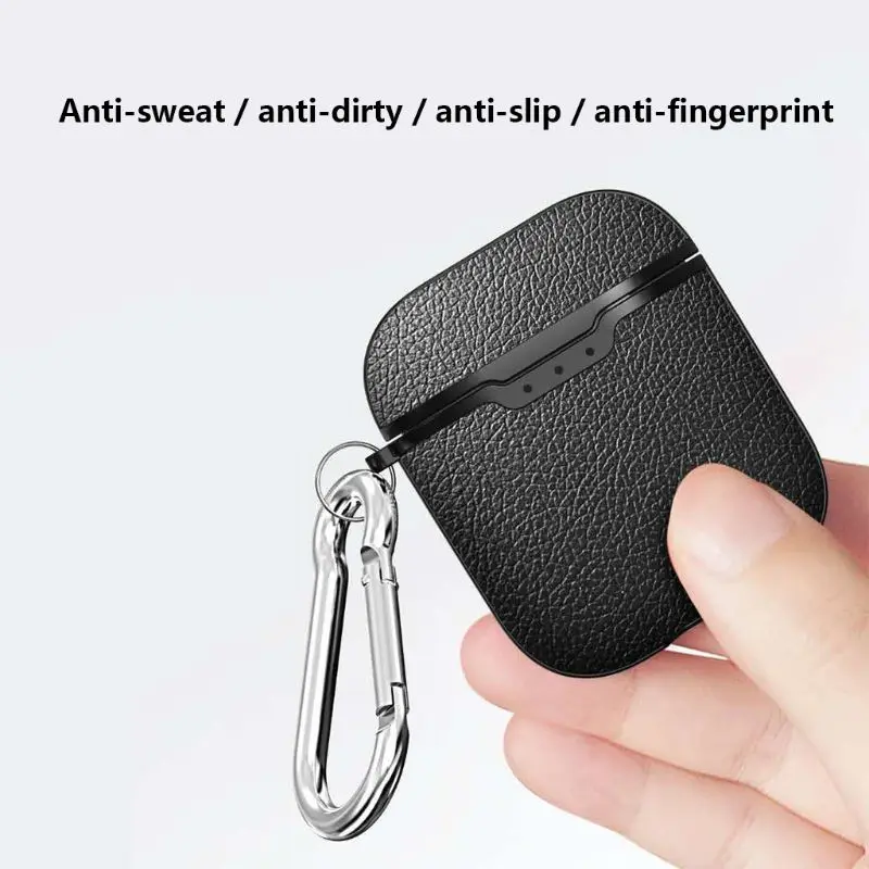 

2019 New for Litchi Texture Soft Silicone Protective Cover Anti-fingerprint Shockproof Case Skin for Airpods Charging Box