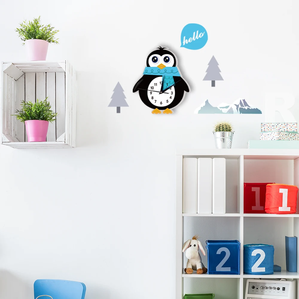 3D настенные часы мультфильм Пингвин узор Horloge Silent Современные Кварцевые Diy
