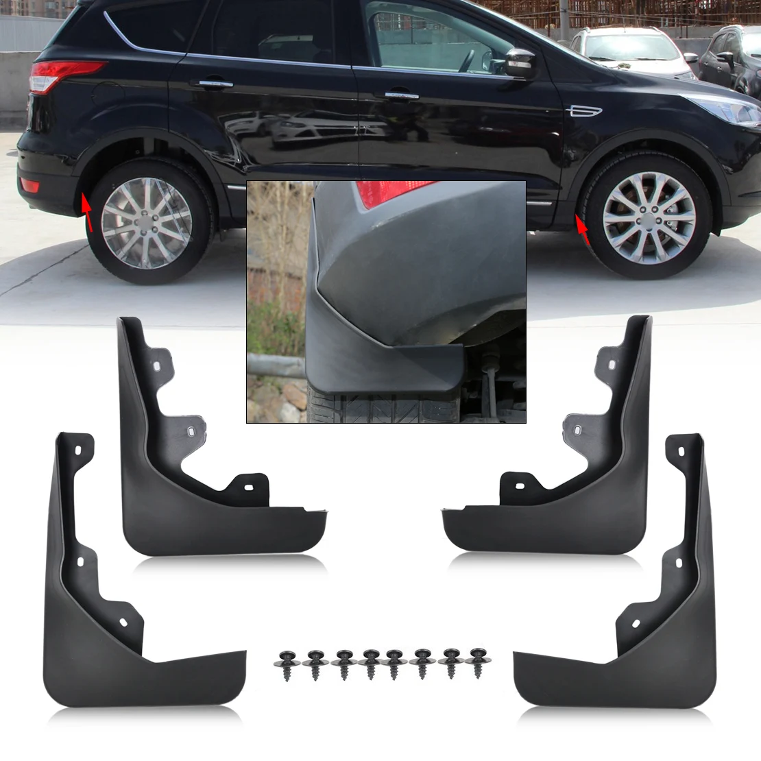

beler 4pcs Mud Flaps Flap Splash Guards Mudguard for Ford Kuga Escape Mk3 Third Generation Current shape 2013 2014 2015 +