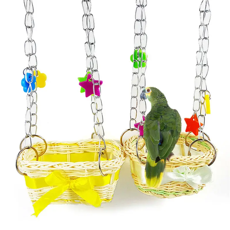 DIY Pet Bird Parrot Parakeet Budgie Hanging Swing Nest Hatching Stand Hammock Toy 2 Types