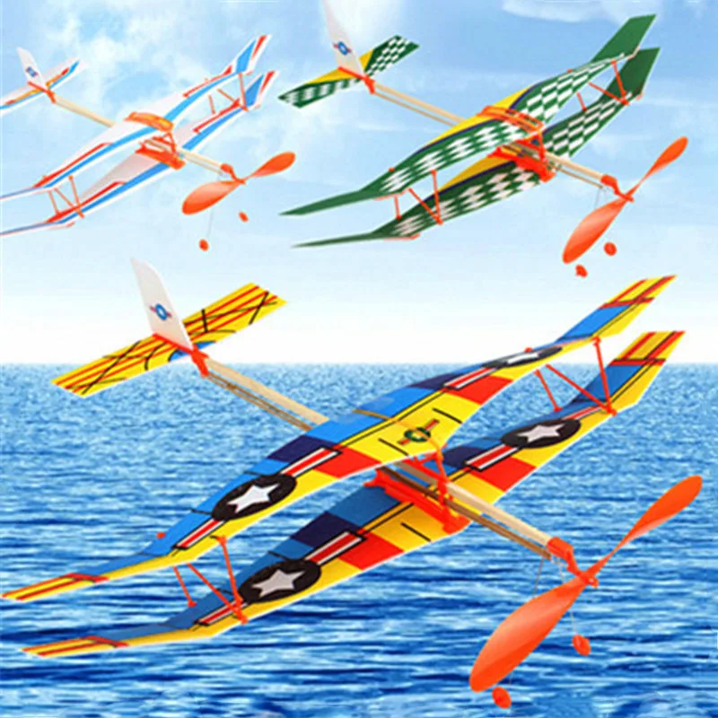 

DIY Hand Throw Flying Glider Planes Elastic Rubber Band Powered Flying Airplane Plane Glider Assembly Model Toys for Children