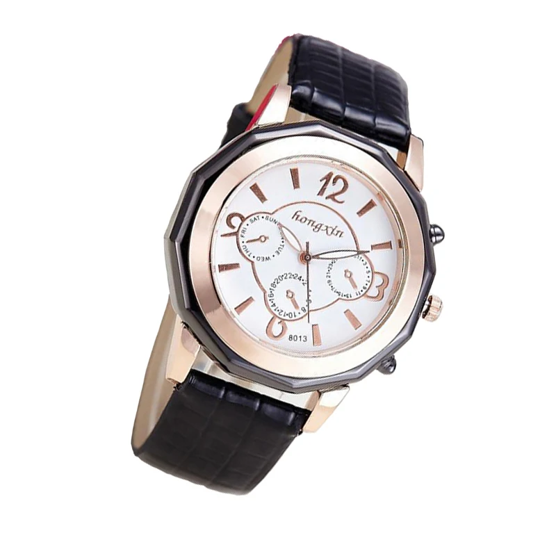 

Fashion Quartz Watch Ladies Automatic leather false three dials wristwatch top quality famous colorful clock vintage casual