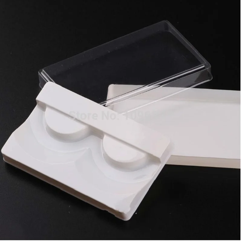 

50sets/lot Square Empty False Elelashes Storage Box Beige Creamy White Elegant Eyelashes Packing Container Cosmetic Eyelash Pack