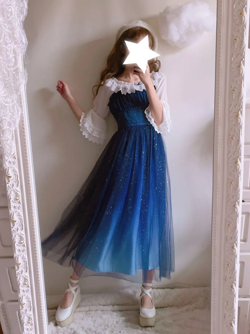 starry dress Blue Dress with Stars | Fast Shipping