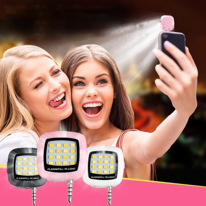 

Mobile Phone LED Flash Fill Light Portable Rechargeable 16 LED Selfie Lamp For IPhone 6 6S Plus Samsung Xiaomi Android