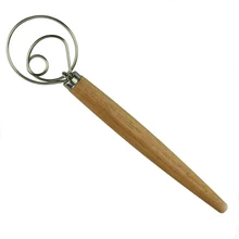 13 дюймов простая модная деревянная ручка из нержавеющей стали, датский тестомеситель, тесто, хлебная взбивалка для выпечки, инструмент