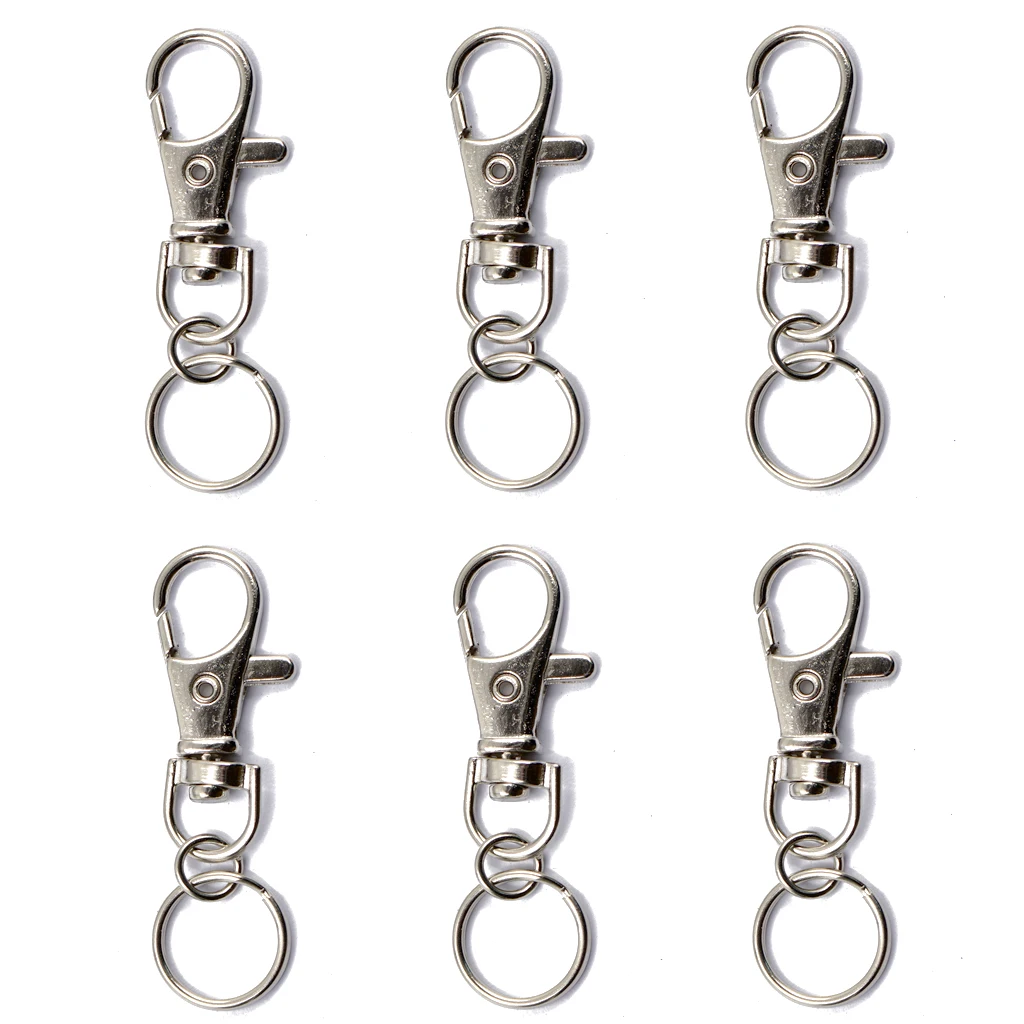 Lobster Swivel Clasps Small Silver Key Ring Trigger Keychain Clips Luggage Bag 