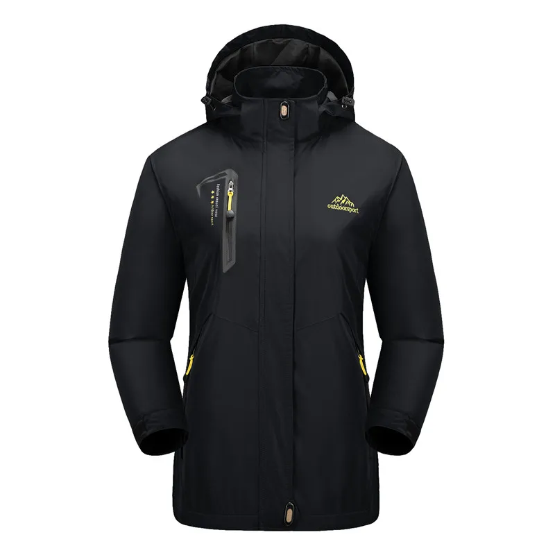 WOLFONROAD, зимняя походная куртка, женская тонкая ветровка, водонепроницаемая куртка для горного туризма, походная верхняя одежда, 4XL, спортивное пальто - Цвет: Black