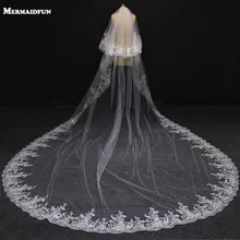 Два Слои Bling блесток кружева белый свадебная вуаль цвета слоновой кости с расческой Luxury 2 яруса Люкс свадебная фата Свадебные аксессуары