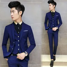 BOU Slim 2017 new winter fashion men’s three-piece suit fashion suit young