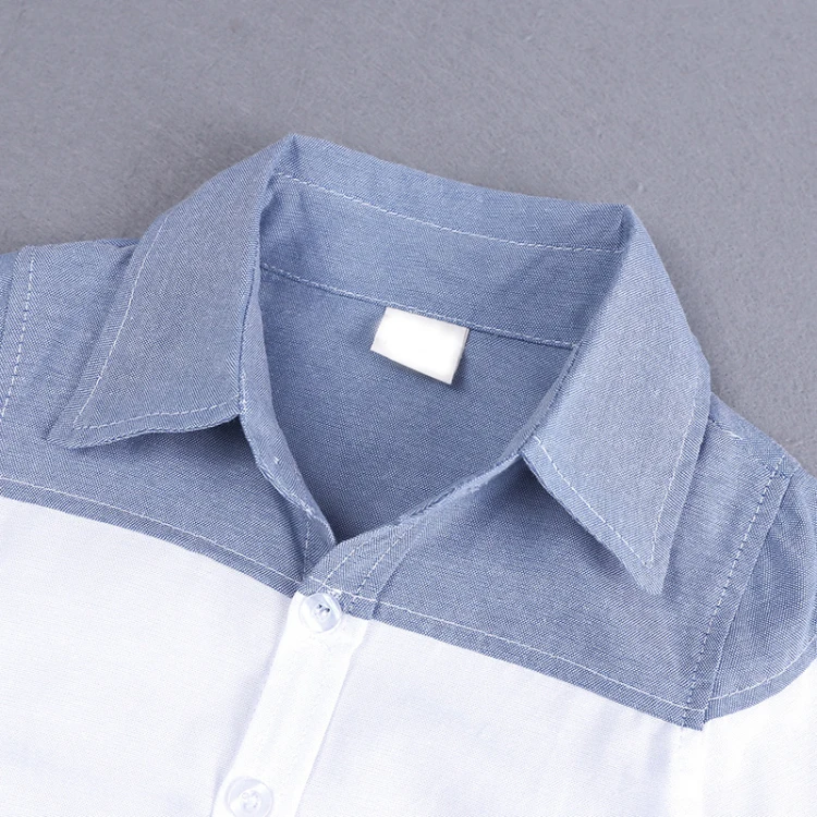 C patchwork turn down collar single breasted shirt jeans (4)