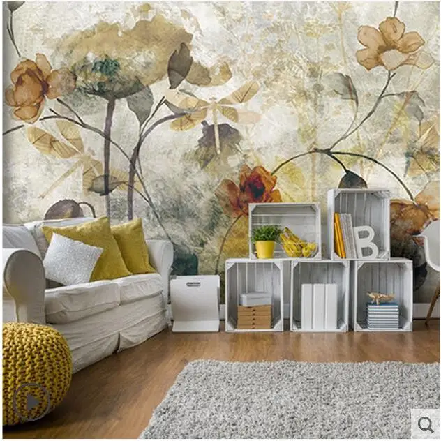 Us 864 52 Offeurope Vintage Mural Flower Wallpaper Living Room Wall Decor Carta Da Parati 3d Fiori Papier Peint 3d Papier Peint Pour Les Murs In