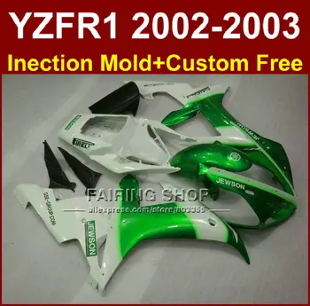 

Jewson white green body parts for YAMAHA YZF R1 2002 2003 fairings yzf r1 02 03 YZF1000 02 03 +custom fairing kit