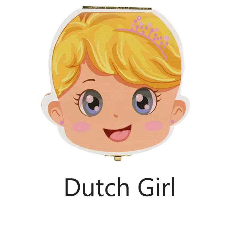 Dutch girl1 Голландский/Португальский/Английский органайзер для детских зубов, коробки для хранения, органайзер для молочных зубов, деревянная коробка для хранения, альбом для хранения зубов, коробка для хранения - Цвет: Dutch girl1