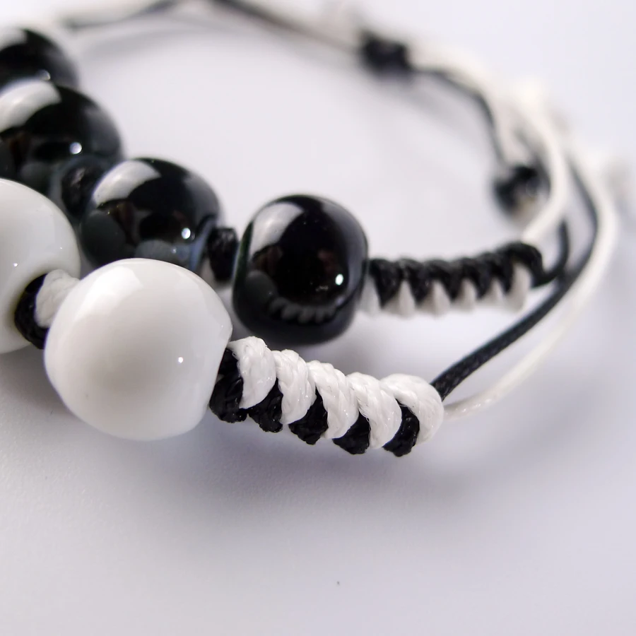 Black and white beads Couple bracelets Hand-made Bohemian Charm Bracelets For Women #EY501