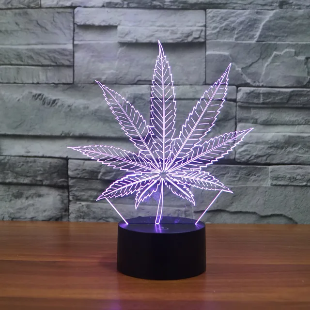 Cannabis Laat Tafel Licht Nieuwste LED Nachtlampje 3D Lamp LED ... Cannabis Laat Tafel Licht Nieuwste LED Nachtlampje 3D Lamp LED ...