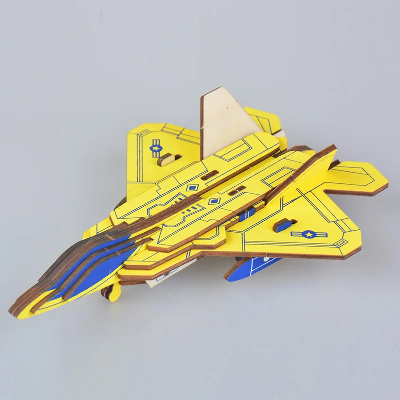 

3D Puzzle Diy Wooden Puzzle F22 Raptor Fighter Model Toys Building Tool Sets Flanker Combat Aircraft For Children gifts