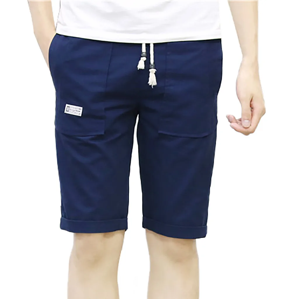 Повседневные Летние Шорты однотонные мужские летние модные повседневные свободные однотонные спортивные пляжные шорты в стиле ретро