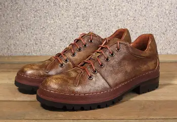 

Slip-On Men Shoes Round Toes Male Mocassin Homme Dress Genuine Leather Vintage Male Oxford Smart Casual Retro Height Increasing