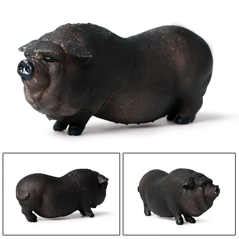 Имитация игрушка в виде дикого животного Вьетнам свинья ферма черная свинья кабан модель Твердые Статические украшения