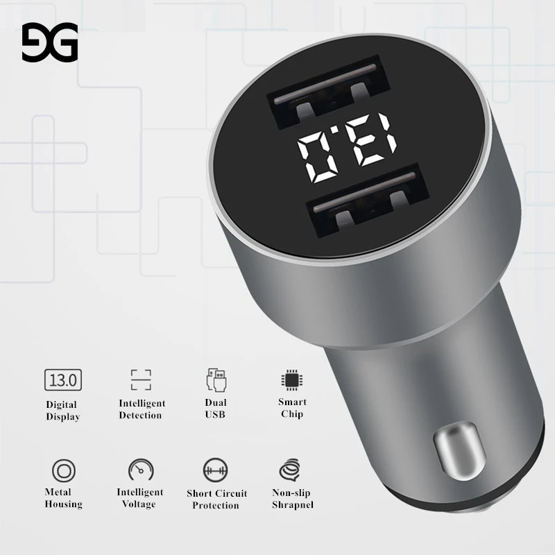 GUSGU عرض الصمام المزدوج USB شاحن سيارة محول 5 فولت/3.1A سريع شحن الهاتف شاحن ل فون X 8 زائد سيارة شاحن USB سريع LED