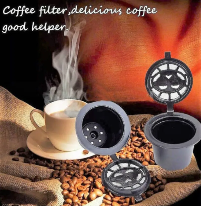 

4x Refillable Reusable Coffee Capsules Pods For Nespresso Machines Spoon Helper