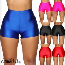 Women Casual High Elastic Waist Tight Fitness Slim Skinny Dancing Shorts Solid Color Exercise Shorts For Female Girls Teenager