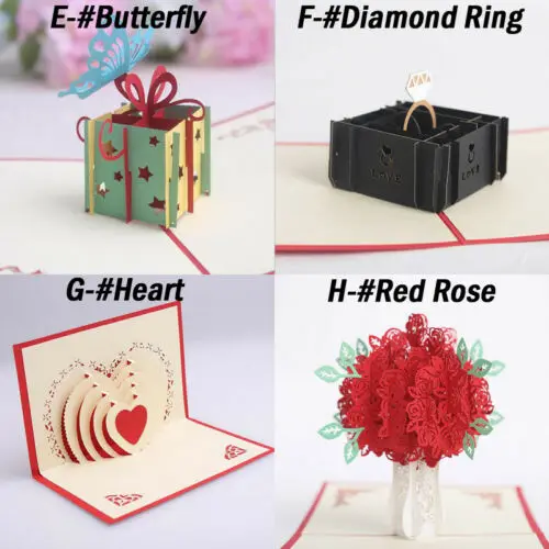 

3D Pop Up Card Birthday Wedding Awesome Greeting Cards Keepsake Gift Best Friends Holiday Party Multifunction Multitype