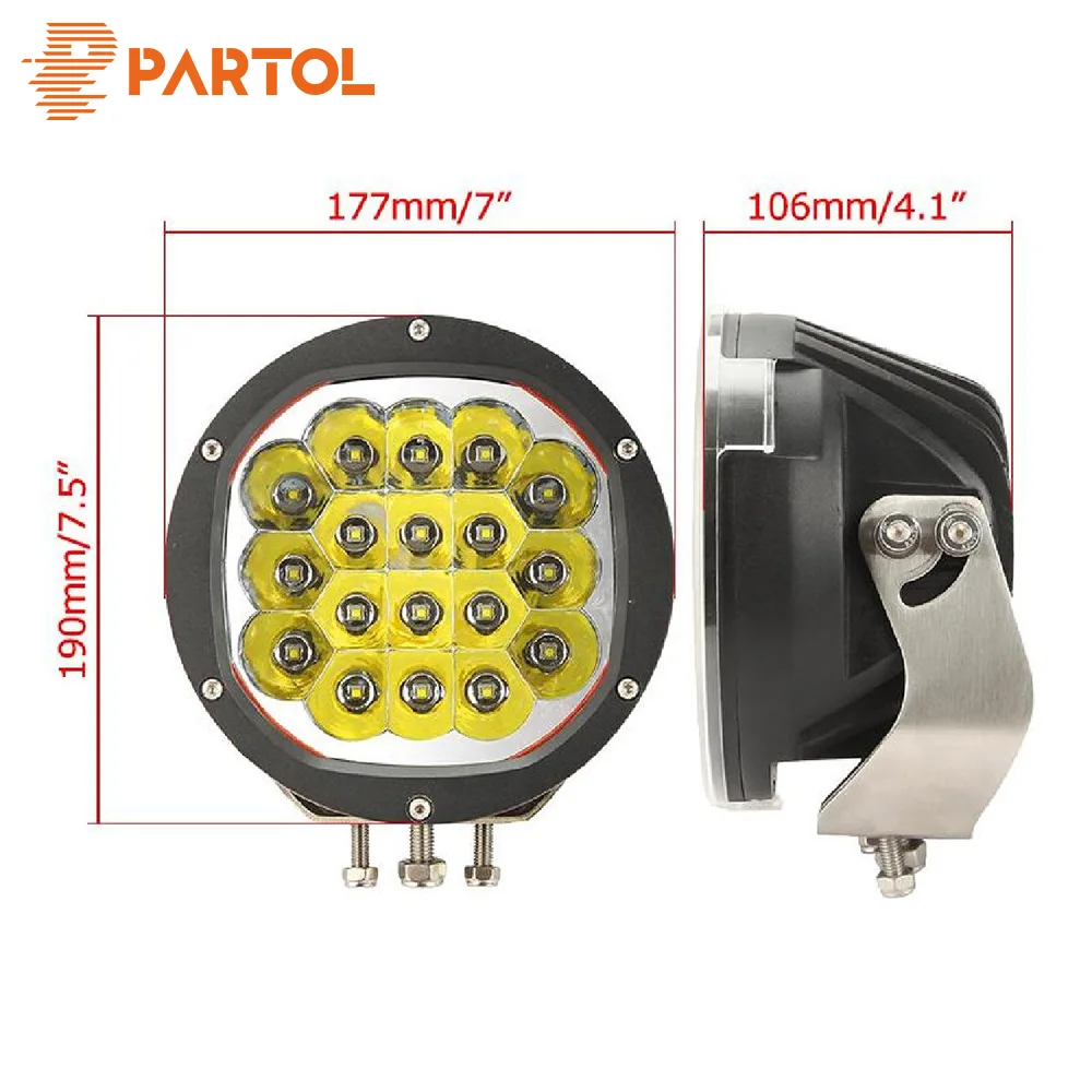 

Partol 1pc 7" Round LED Headlight Projector Headlamp Car Light Adjustable Mask Combo Beam for 4WD 4X4 Mining Marine