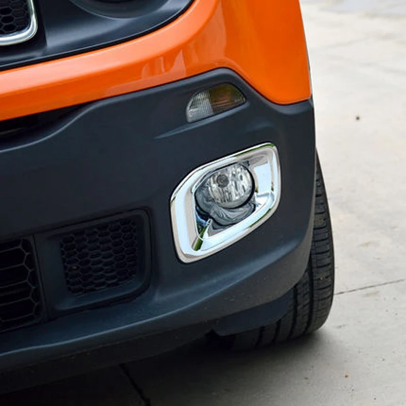 

For Jeep Renegade 2014 2015 2016 ABS Chrome Front Fog Light Lamp Frame Bezel Cover Trim Sticker Protective 2Pcs Car Accessories