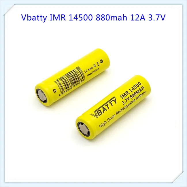 1 шт./лот Vbatty IMR 14500 аккумулятор 880mah 12A 3,7 V литий-ионные аккумуляторы с большой емкостью