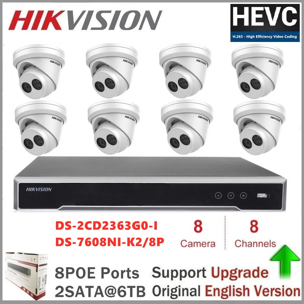 

Hikvision Security Camera System 6MP IP Camera CCTV System Video Surveillance Kit Camara DS-2CD2363G0-I 6MP IR Fixed Turret