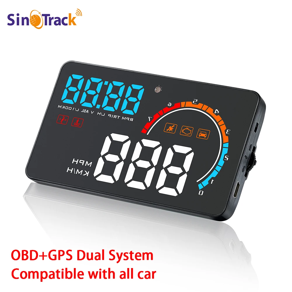 

HUD D2500 2in1 HD OBD2 GPS On-board Computer LED Cars Speedometer Windshield Projector Fatigue Driving Alarm compatible all car