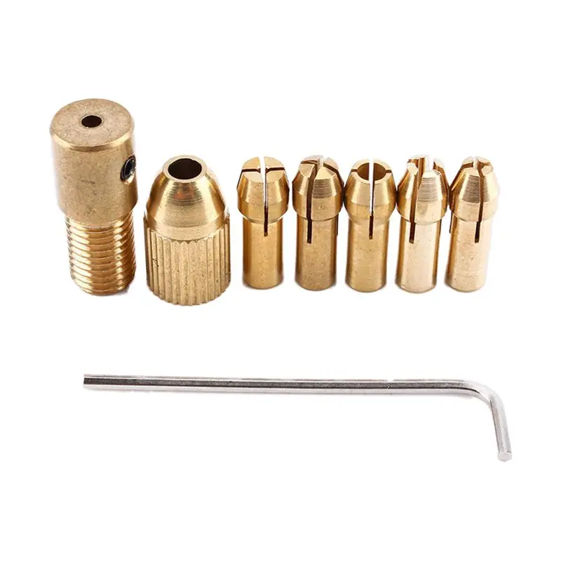 8-Piece 0.5-3mm Drill Chuck Collets Set of Quick Chuck for Mini Tools - Цвет: copper color