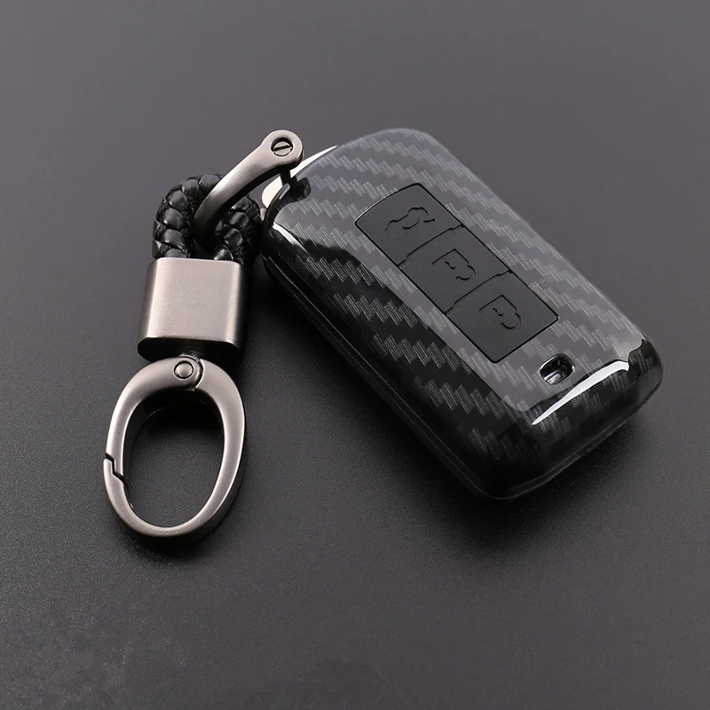 

For Mitsubishi Lancer Outlander ASX RVR L200 3 Button Replacement Key Case Cover Protection Carbon Fiber Black Durable