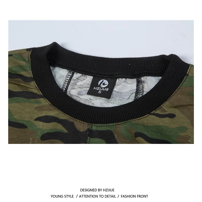 HZIJUE качественная модная мужская футболка с длинным рукавом kanye camo camouflage в стиле