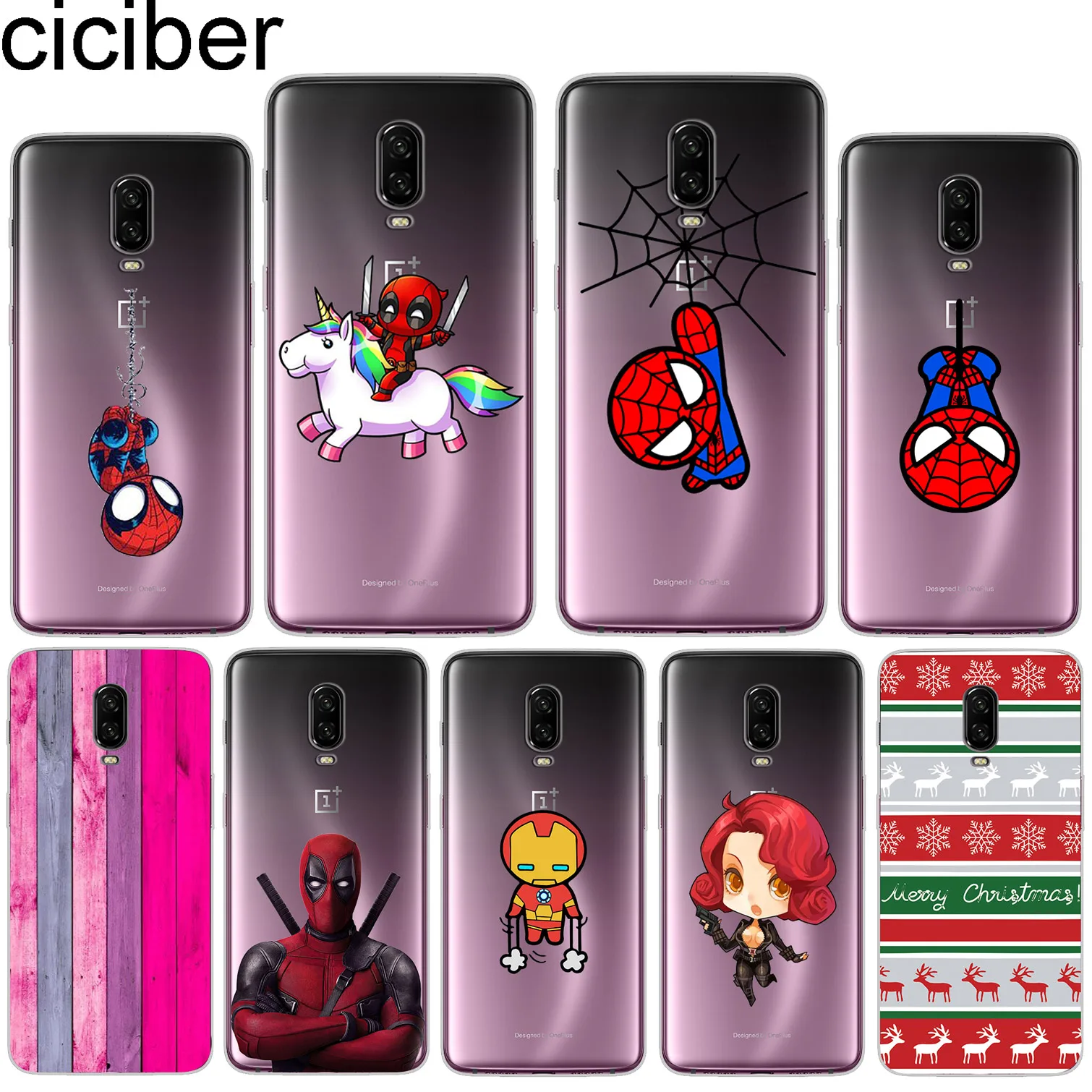 

ciciber For Oneplus 6 6T 5 5T Soft Silicone Phone Cases Cover Clear TPU For 1+ 6 5 T Fashion Marvel Spider-Man Coque Fundas Capa