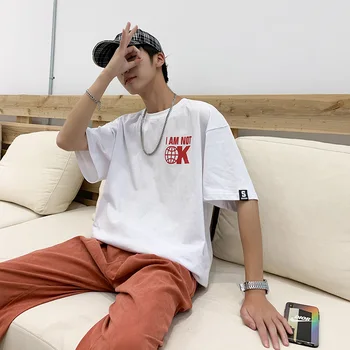 

Men's T-shirt new summer 2019 slim monographic short sleeve T-shirt loose casual personality round collar youth men's wear