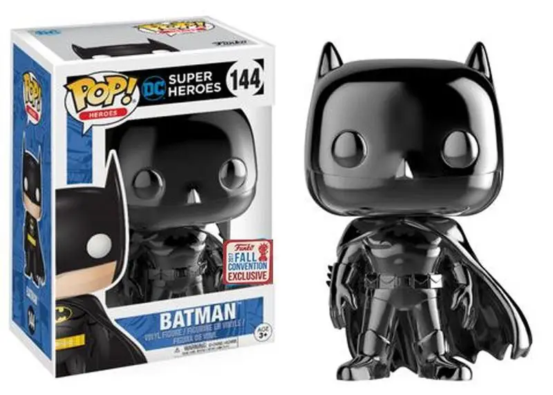 NYCC эксклюзивная Funko pop официальная Бэтмен(черный хром) Ограниченная серия Виниловая фигурка Коллекционная модель игрушки