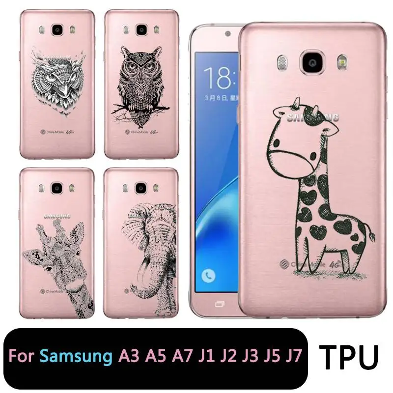 QMSWEI Soft Tpu Clear Phone Case For Samsung Galaxy A3 A5 2016 2017 prime J1 J2 J3 J5 J7 Cat Elephant Deer Cover Free shipping |
