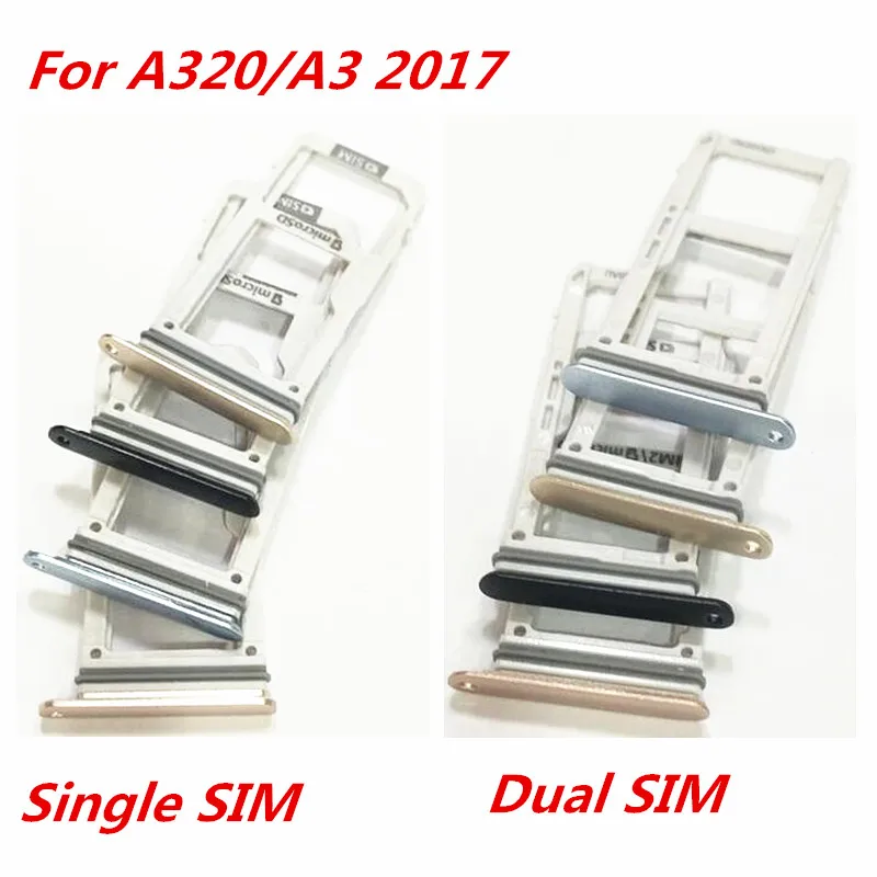 

1PCS New Single /Dual SIM Card Tray Slot SD Card Holder Adapter Replacement Spare Parts For Samsung Galaxy A320 A3 2017