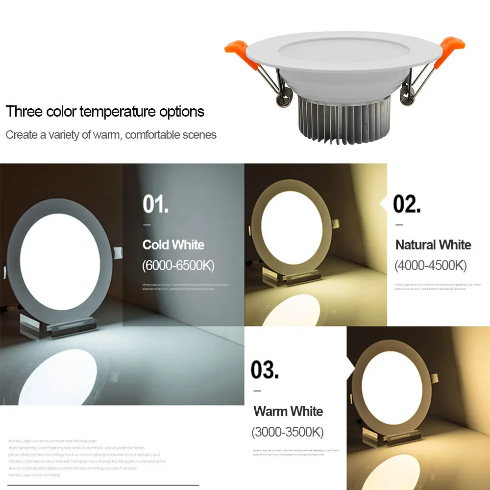 White LED Recessed Downlight Dimmable 5W 7W 10W 12W Round Ceiling Spot Lamps with AC110V 220V LED Driver Home Decor led downlight recessed ceiling spotlight ceiling lamps