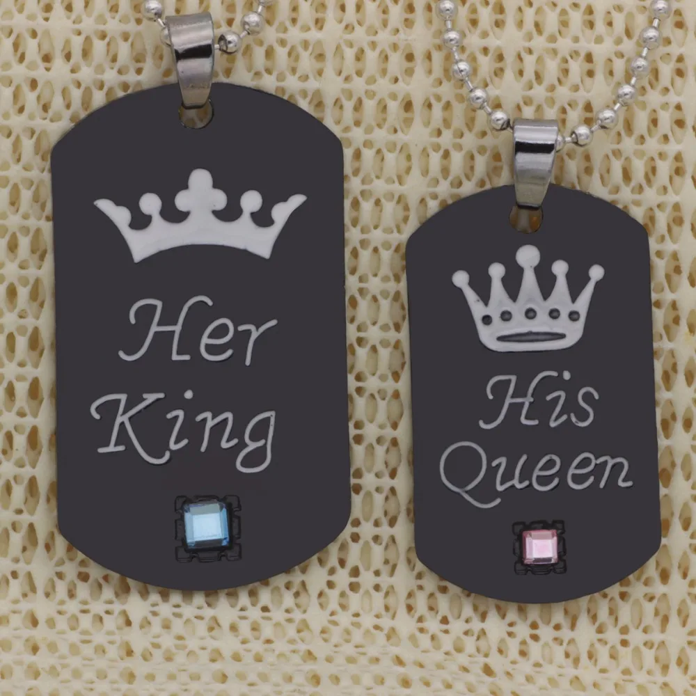 Fashion lovers Necklace her king his queen crown couple Necklace Chains
