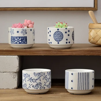 

4 Pcs/set Japanese Style Ceramic Desktop Office Home Decorative Pot Flower Pot Home Decoration Accessories