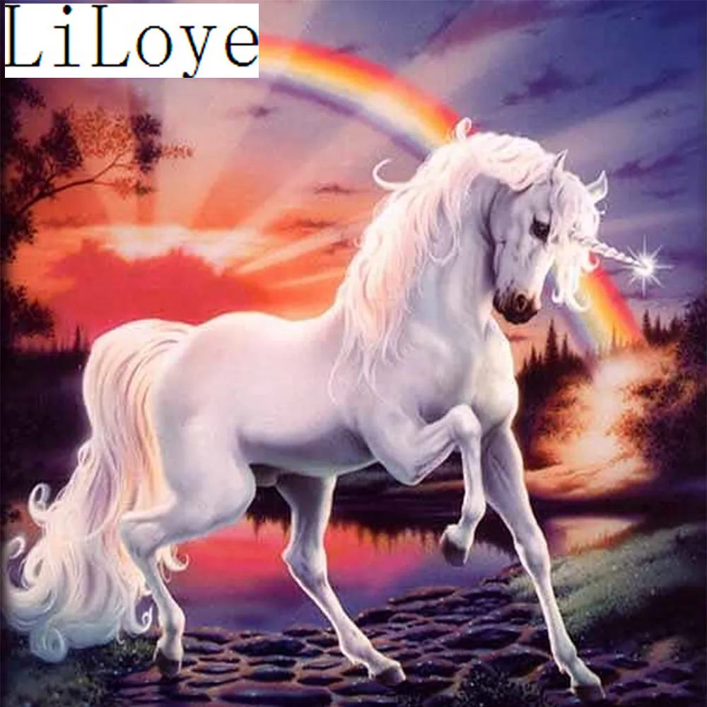 

LI LOYE DIY Diamond Painting Cross Stitch icon Diamond Embroidery unicorn Full Diamond Mosaic Rhinestones Decor Paintings RT127