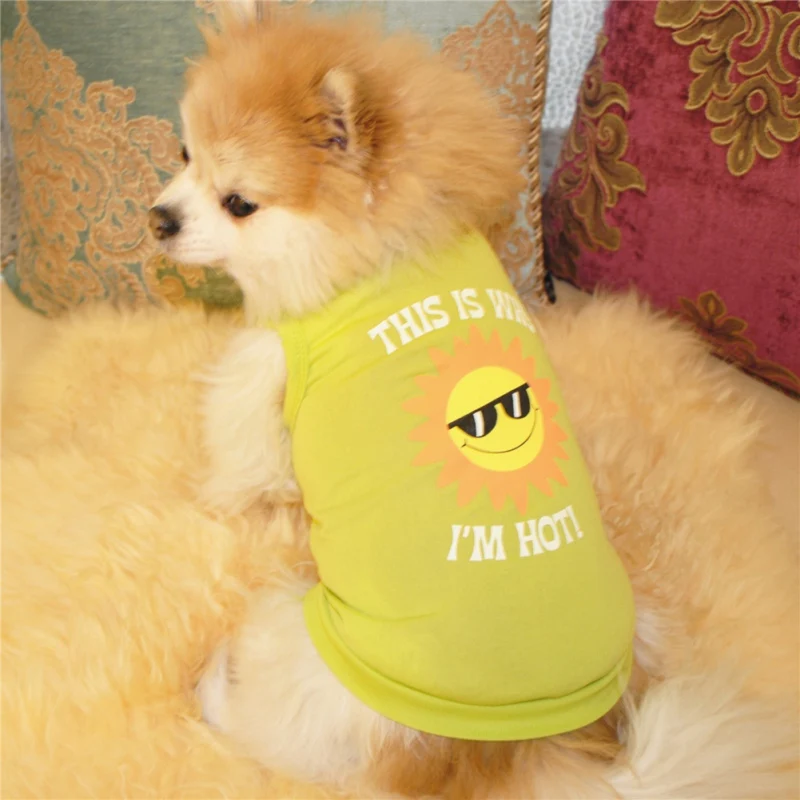 

2018 Spring Summer Cute Pet Dog Clothes Sunflower Printed Dog Cat T-shirt Soft Puppy Dogs Clothing Summer Shirt Casual Vests