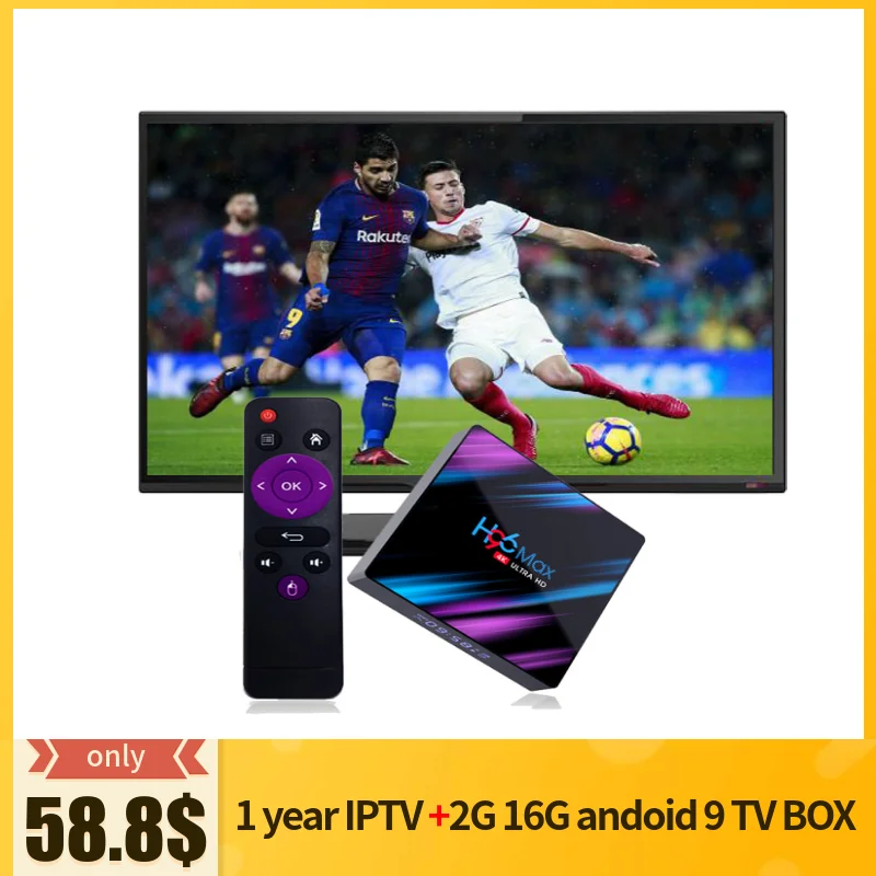 Iptv francais Франция Испания espa a portugal 1 ano год iptv подписка H96 max 3318 2g 16g Android 9 smart tv box PK коробка HTV 5